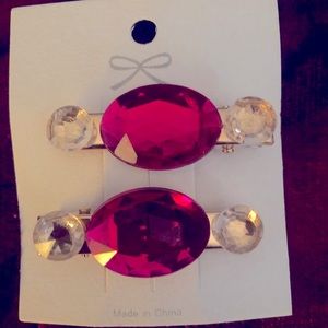 Small Red Rhinestone Hair clips